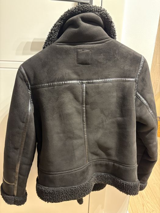 Kurtka czarna biker kożuch kożuszek 38 M Zara motocyklowa