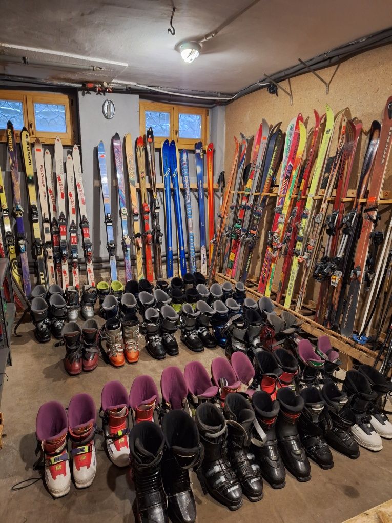 Komplet narty skitury zjazdowe 20 kompletow buty  35 kompletow