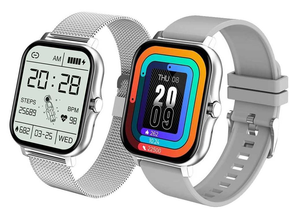 Smartwatch zegarek damski męski gumowy pasek sport rozmowy szary