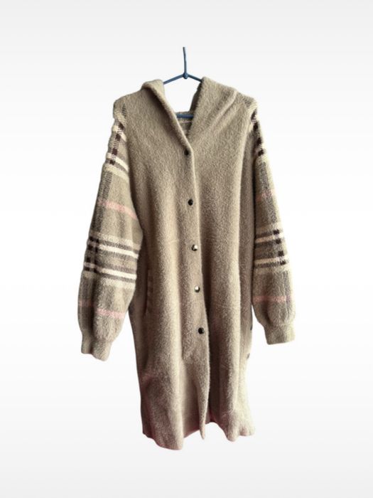 kardigan cieply szary dlugi damski jesienny