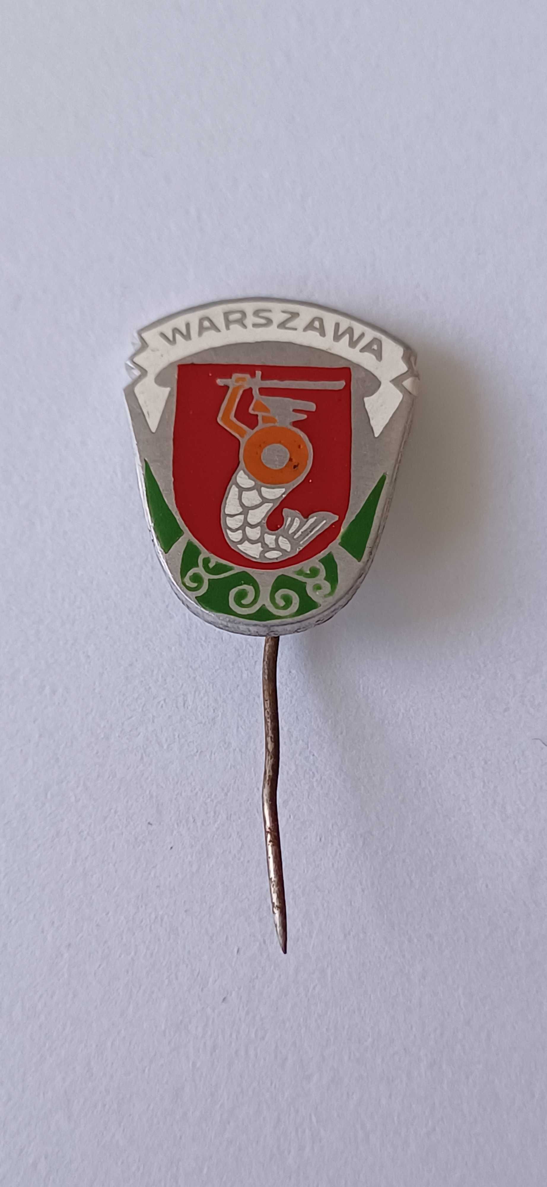 Stara przypinka PRL Warszawa emaliowana