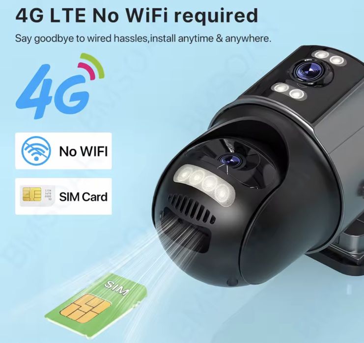 Автономна камера 4G КАМЕРА SIM 8МР ICSEE XMEYE вулична ptz відеокамера