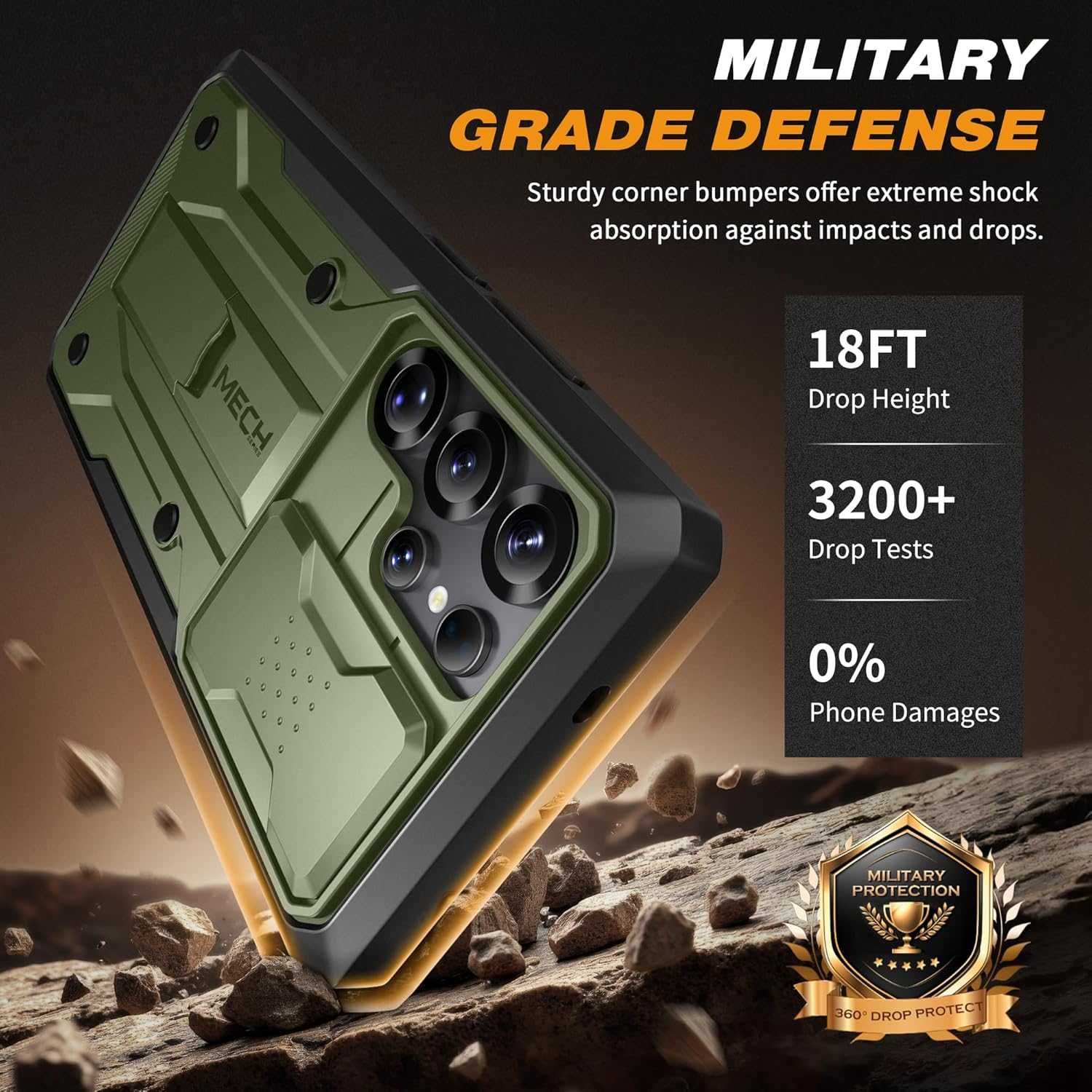 TONGATE etui pancerne 360 Samsung Galaxy S25 Ultra stojak zielone