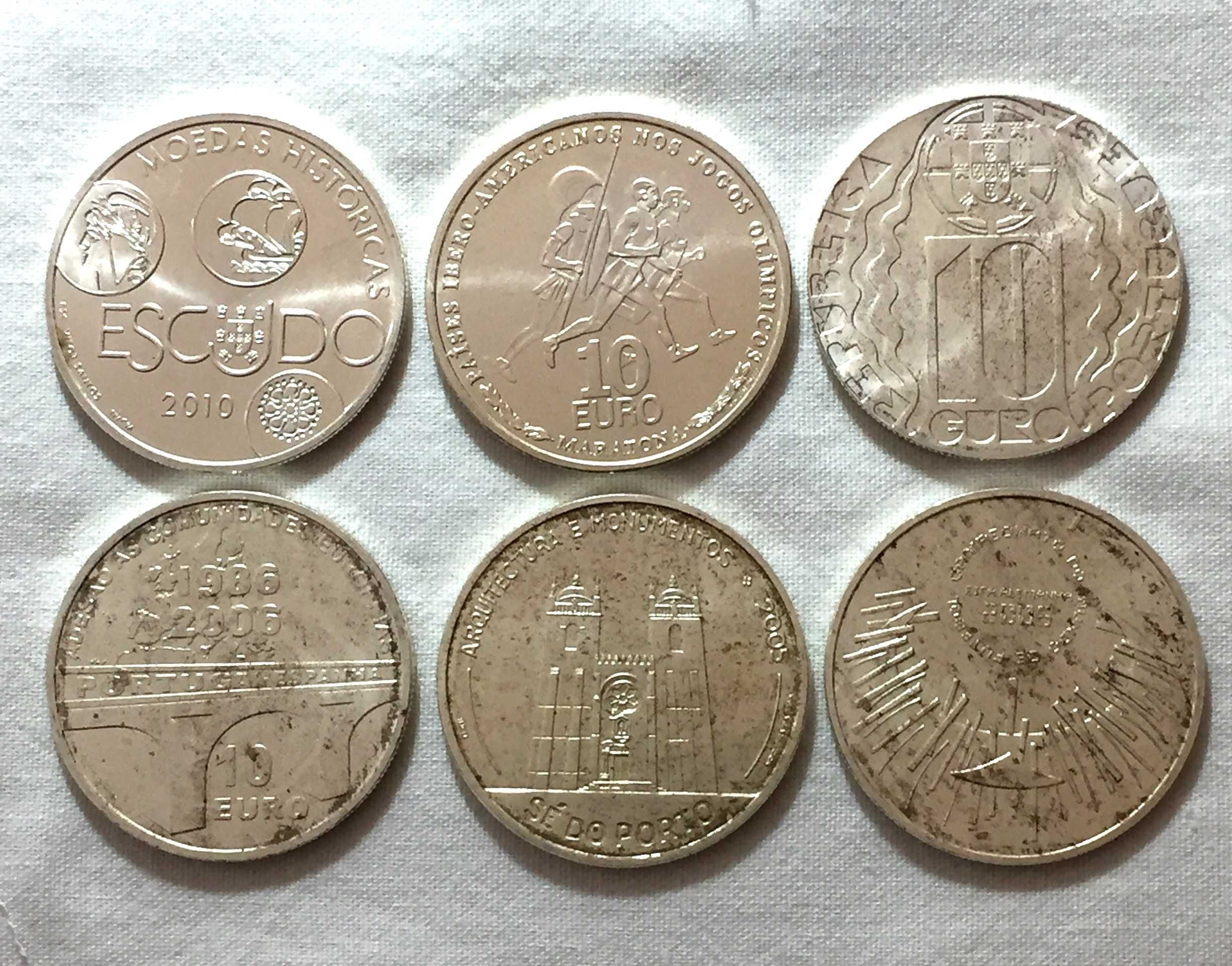 moedas 10 EURO - prata - lote de 6 exemplares diferentes