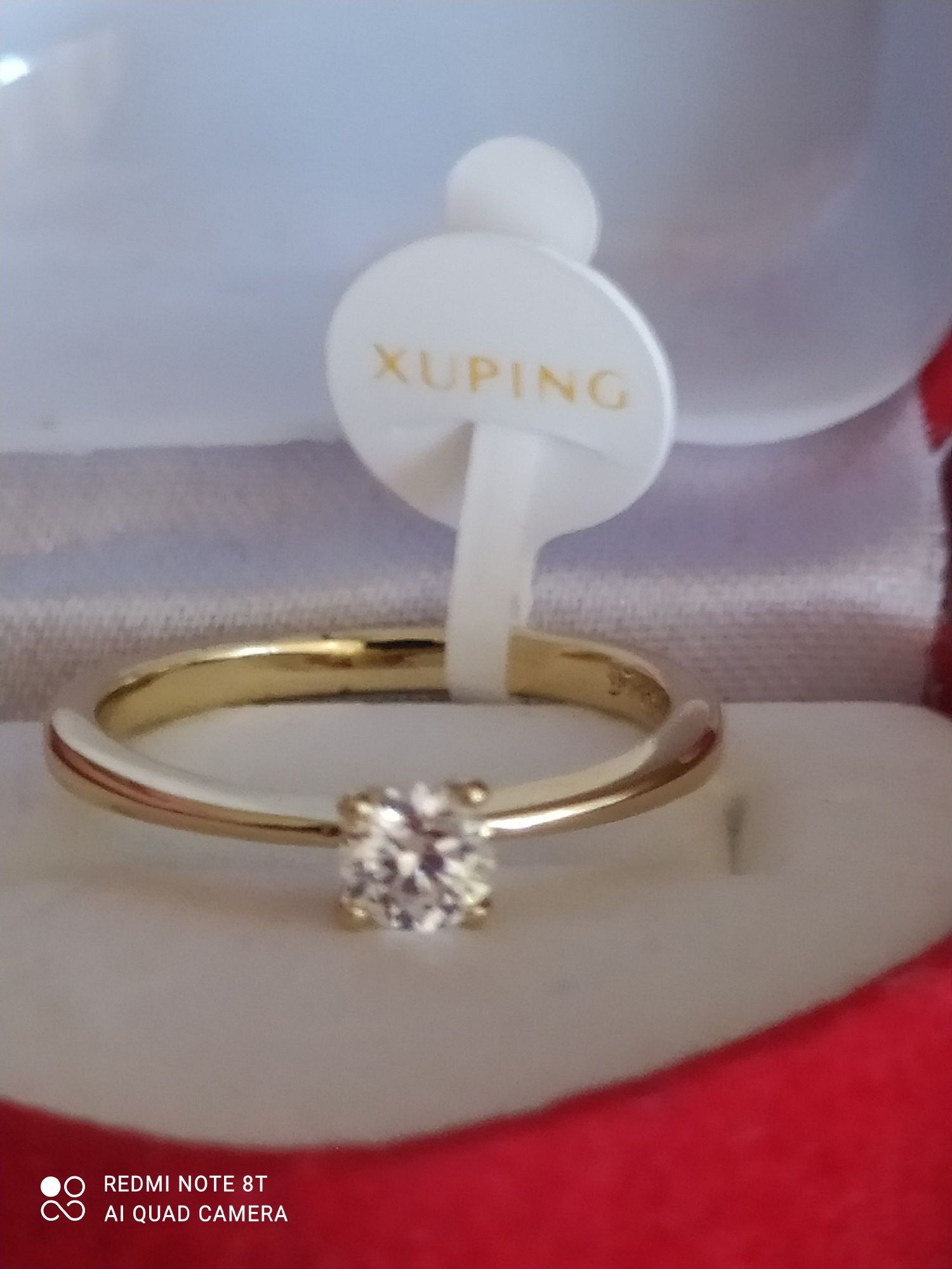 Delikatny pierścionek  pozłacany 14 k złotem Xuping rozmiar 6