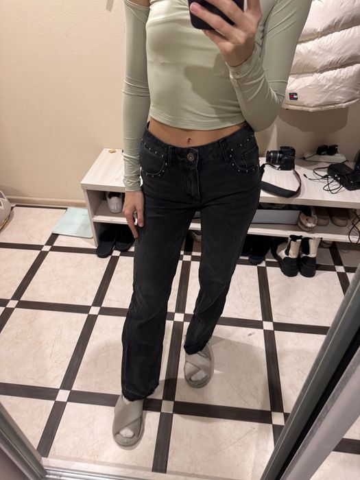 Прямі джинси графітні