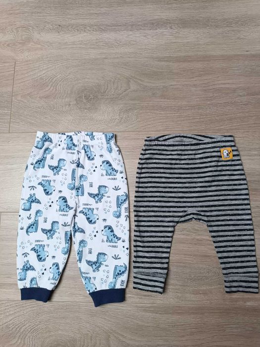 Spodnie spodenki x2 dinozaury paski 'George' 'H&M' 74