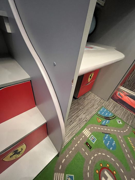 Ліжко машина двоповерхова Феррарі + матрац