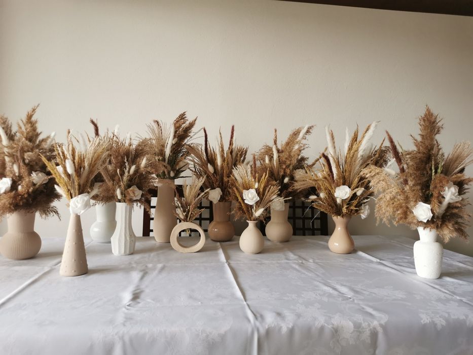 Gotowe bukiety ślubne suszone dekoracja stołu, bukiety na stół weselny