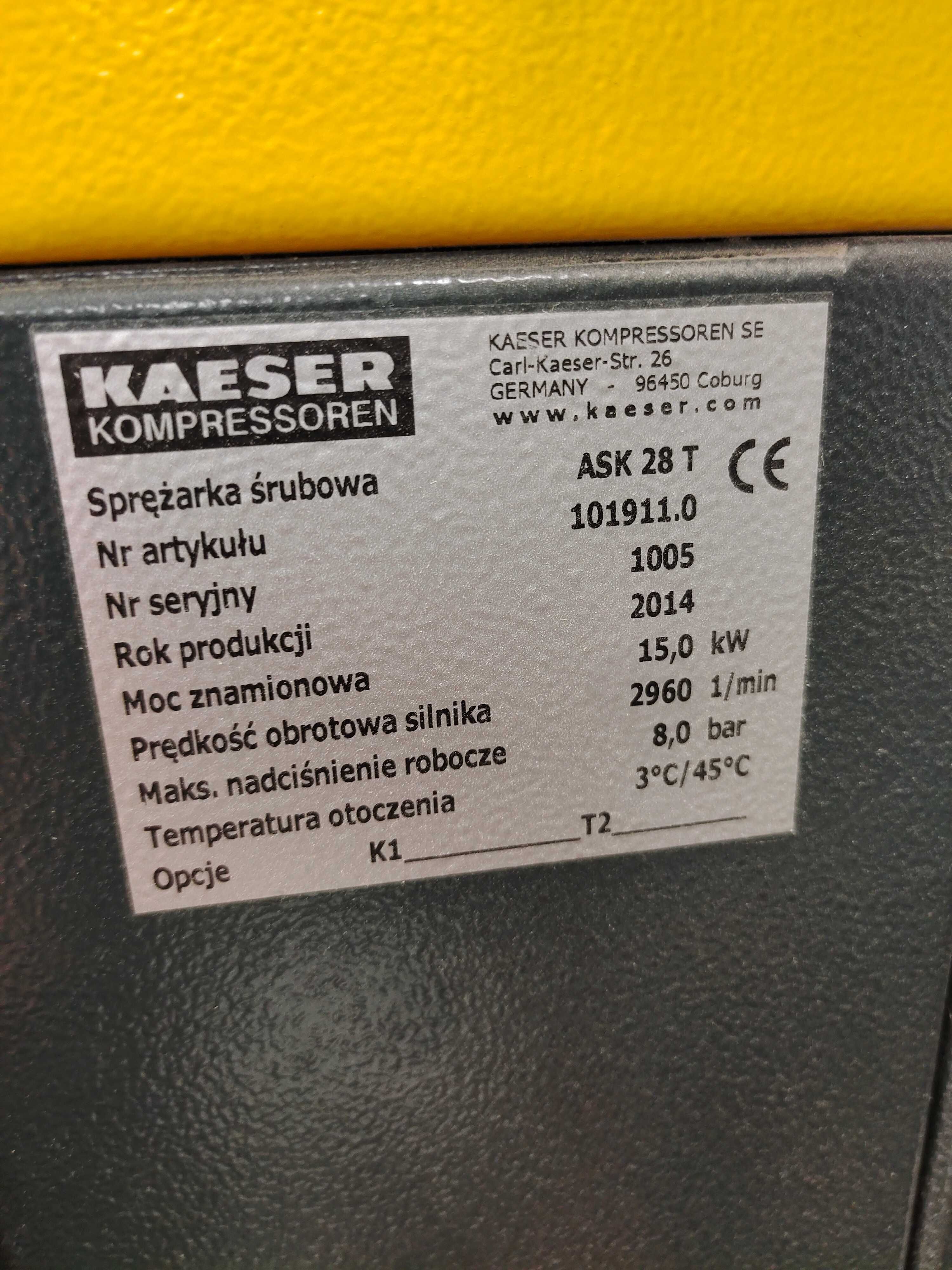 kompresor Sprężarka śrubowa Kaeser 15 kW 10 bar z osuszaczem ASK 28-10
