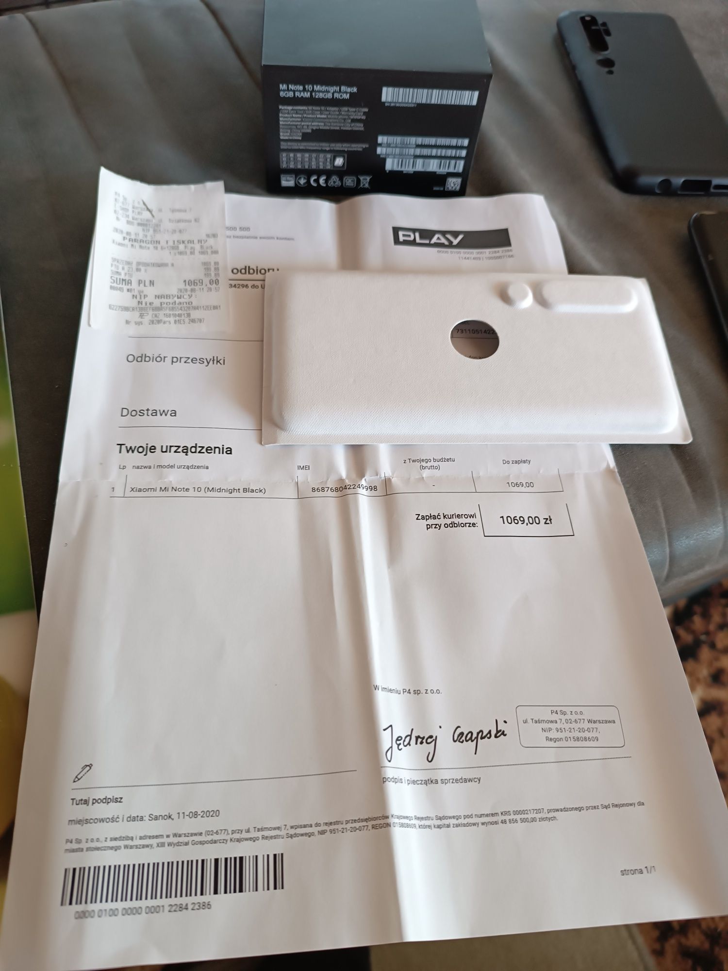 Smartfon telefon MI Note 10 6GB 128RAM