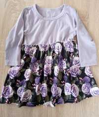 Liliowa sukienka 80 kwiaty