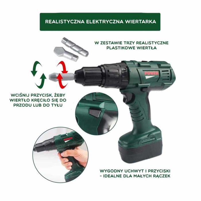 Duża Skrzynka z Narzędziami dla Dzieci Zestaw Majsterkowicza