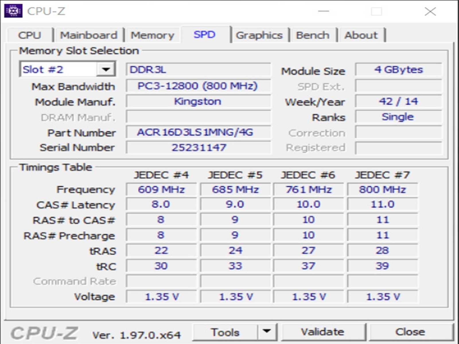 DDR3 8GB KingSton 12800 L