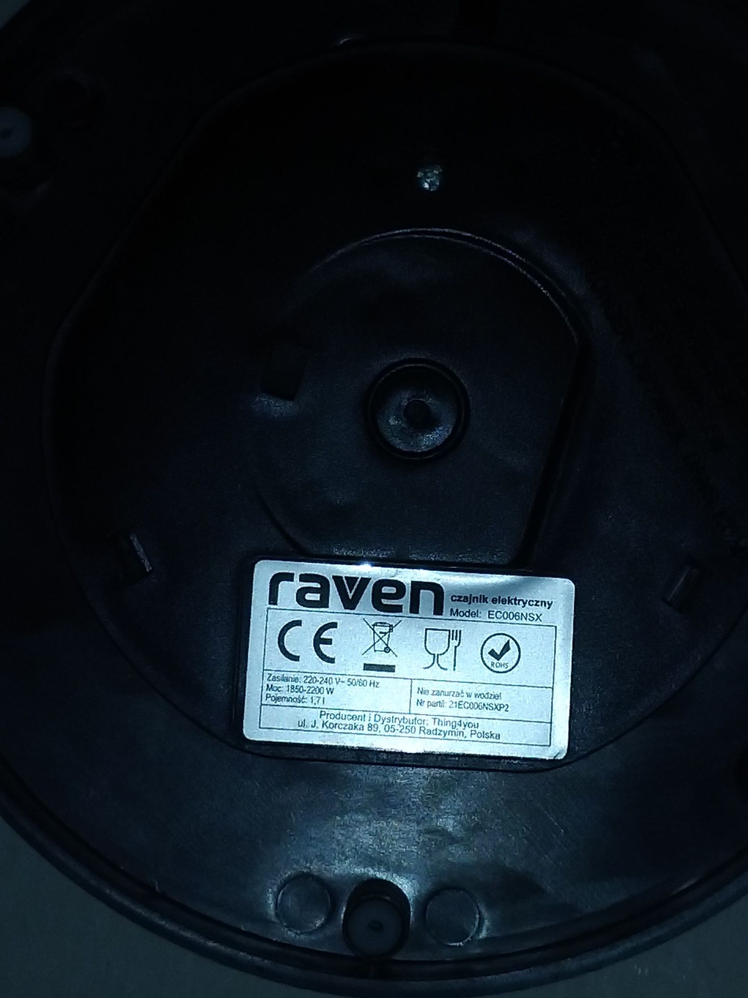 Czajnik elektryczny Raven na części