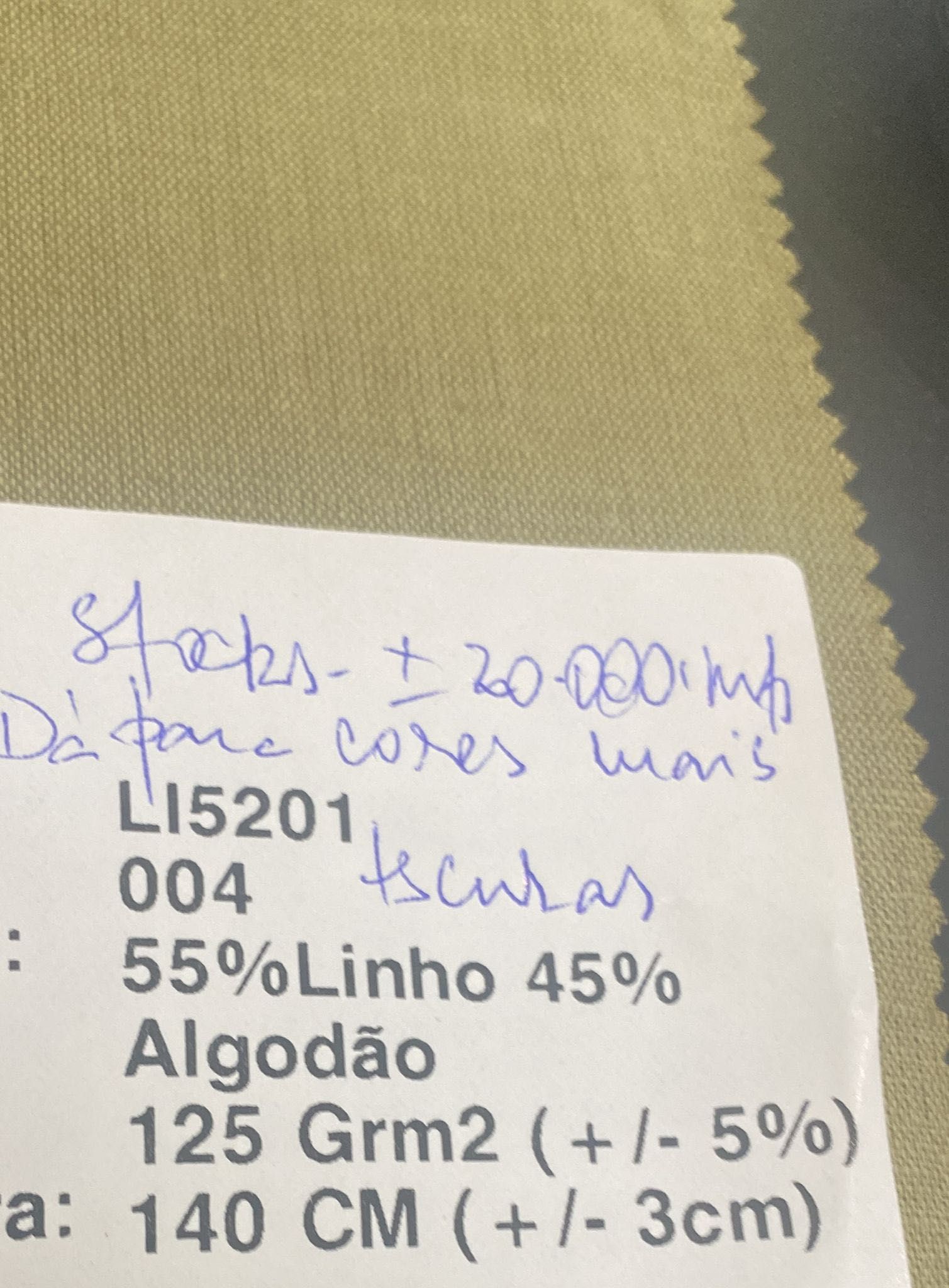 55% linho 45% algodão 125gr/m2.º