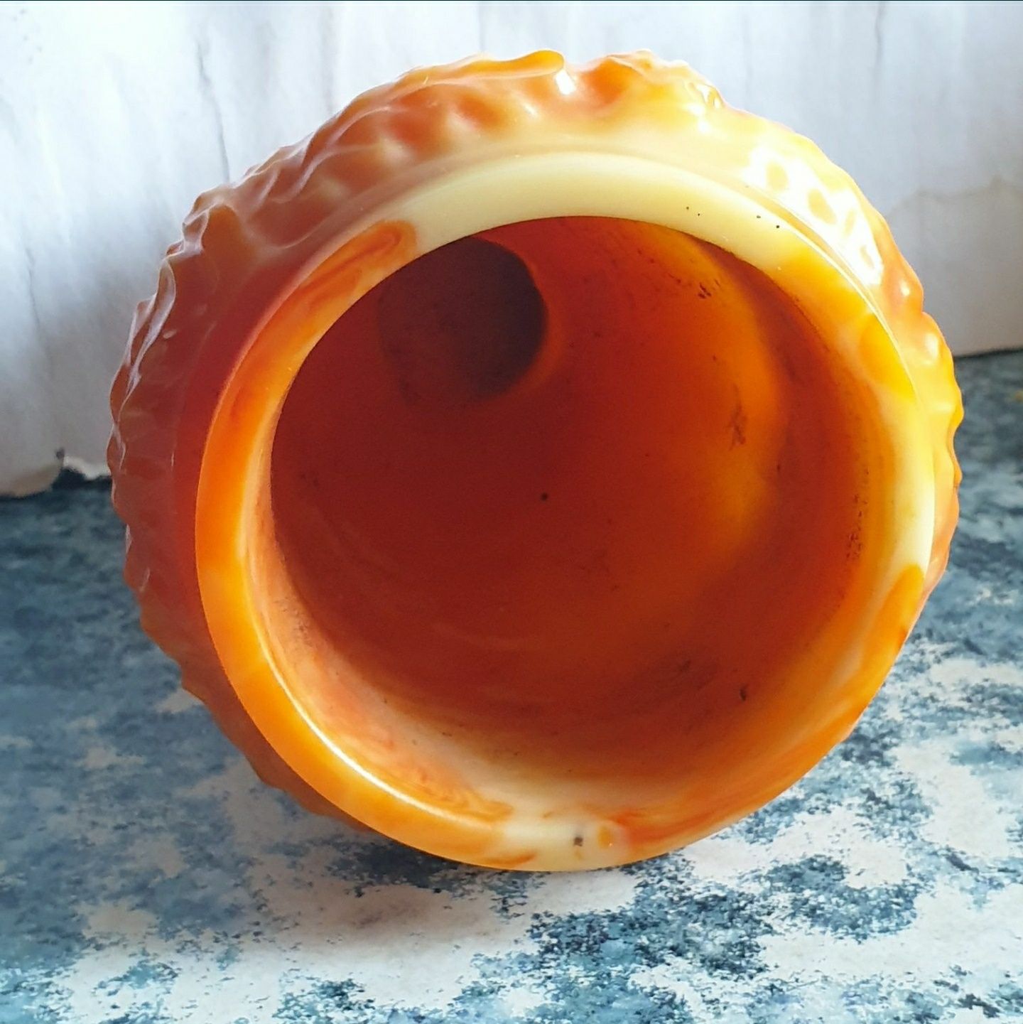 Catalin Bakelite Amber Box Vase, bakelite vase, catalin vase Art Deco