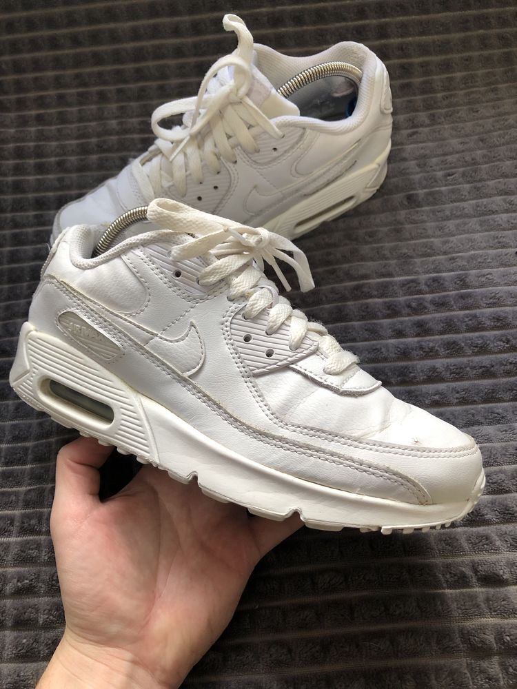 NIKE AIR MAX 90 (38.5) 24см белые женские кроссовки кожзам оригинал