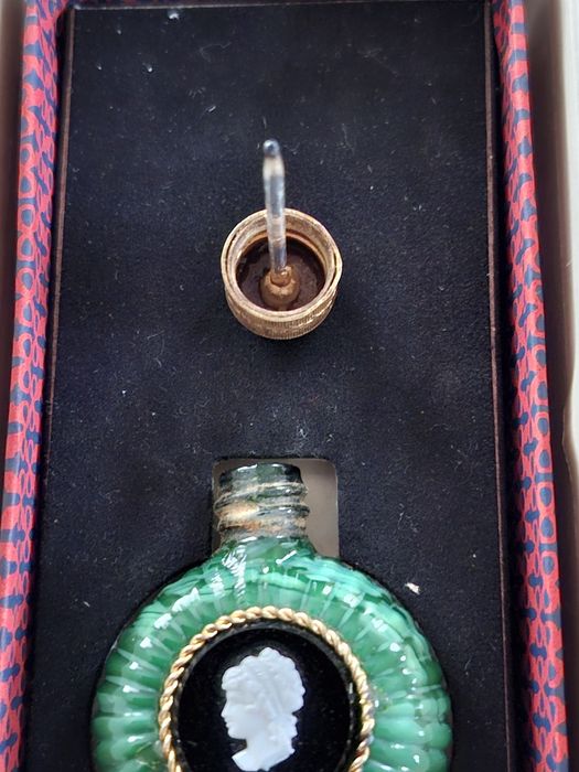 Perfumetka szkło malachitowe Schlevogt Curt Art deco