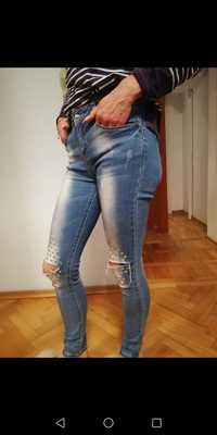 Spodnie jeansy 36 dziury