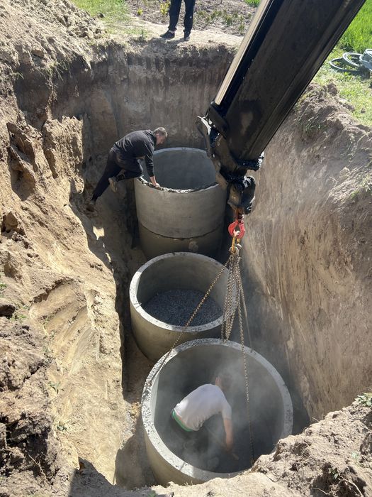 Септик під ключ,Каналізація копка траншей Вигрібних ям кільця бетонні