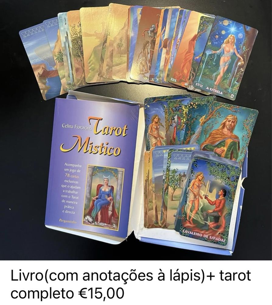 Tarot místico + livro de explicações usado em bom estado.