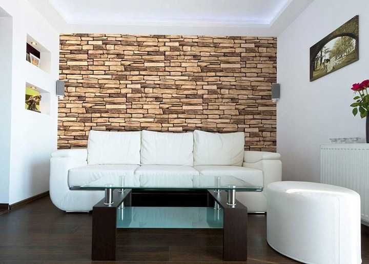 Panel Ścienny 3D PVC Dekoracyjny Brąz Beż Łupek Kamień Ozdoba Ścienna