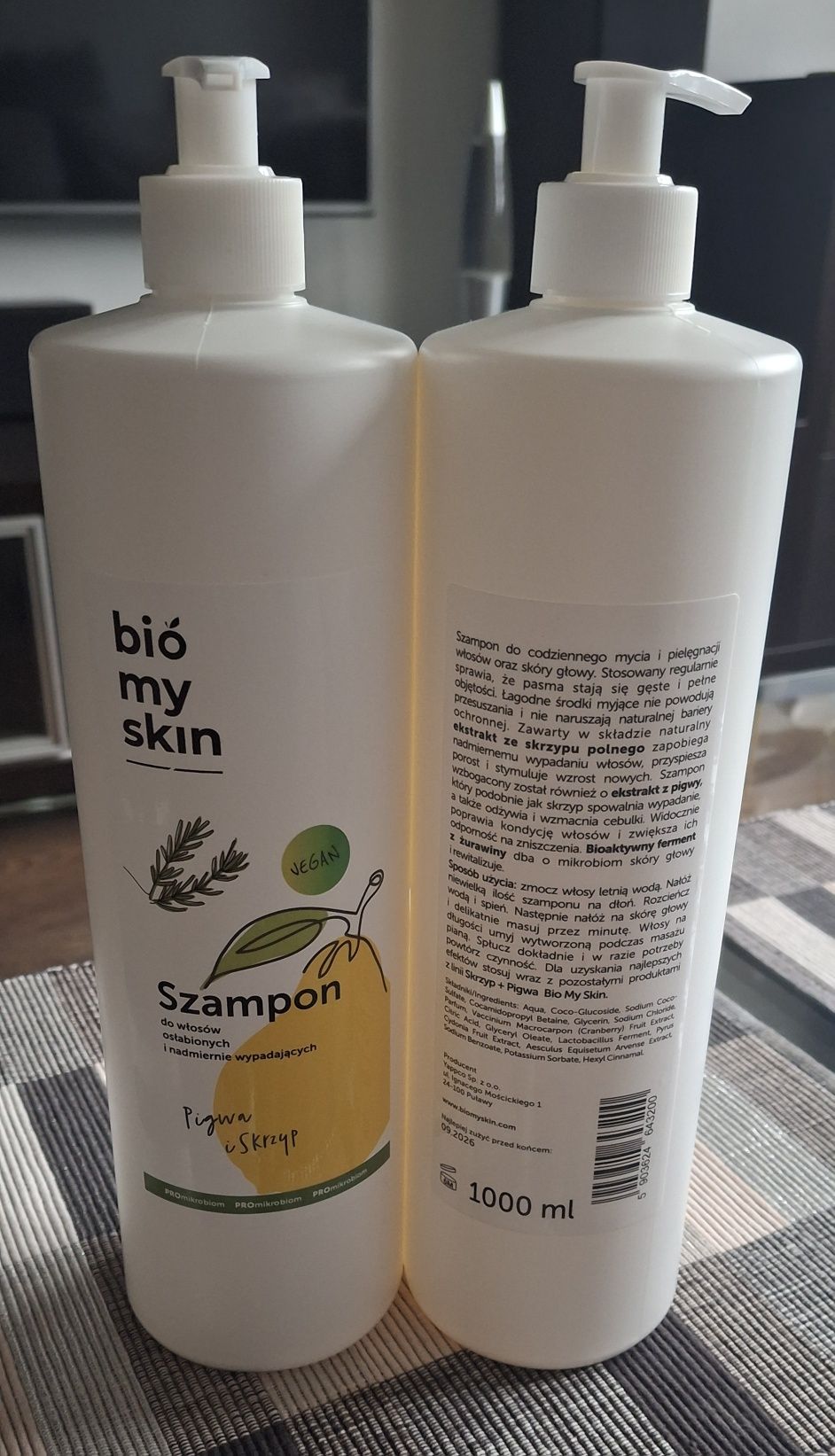 2x nowy szampon BIO MY SKIN skrzyp i pigwa 1000 ml