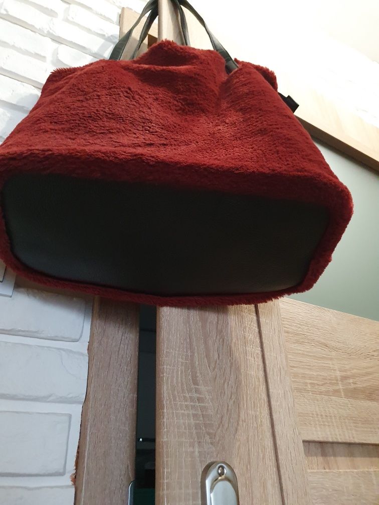 Torebka worek shoper burgundowa Bordowa na ramię