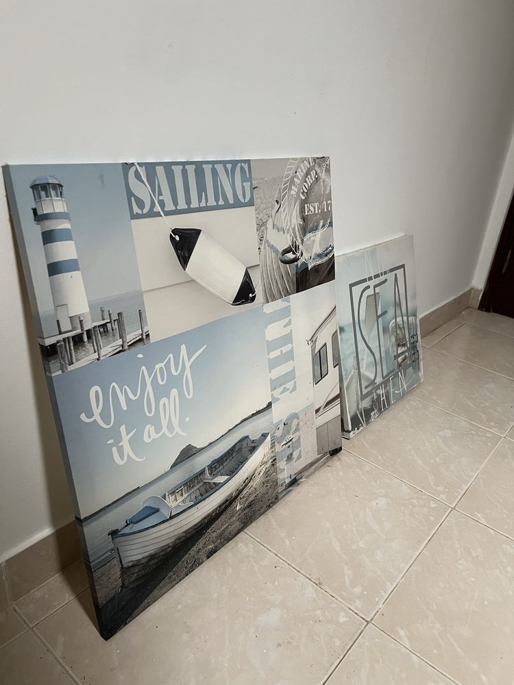 Conjunto de dois quadros sobre o mar