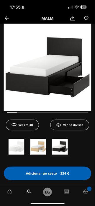 Cama solteiro com gavetas