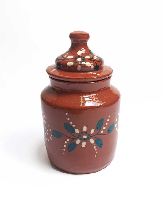 Pote Cerâmica Artística Floral Tampa Vermelho