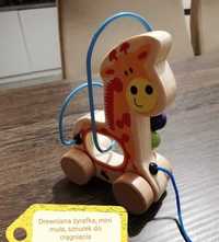 Mula drewmiana wesoła żyrafa  zabawka dla chłopca lub dziewczynki