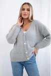 Sweter zapinany na guziki szary, oversize włoski