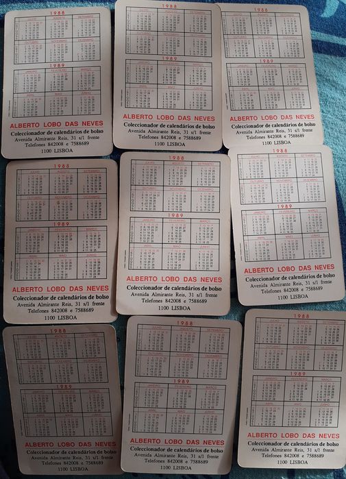 9 calendários "macacos"