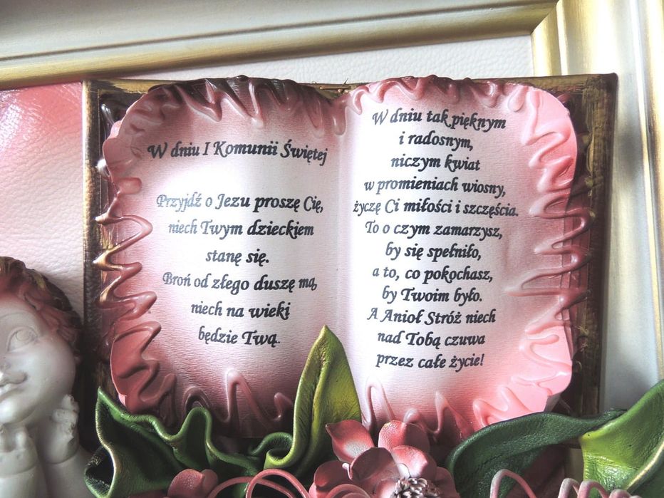 Obraz z dedykacją na komunię chrzest PREZENT pamiątka