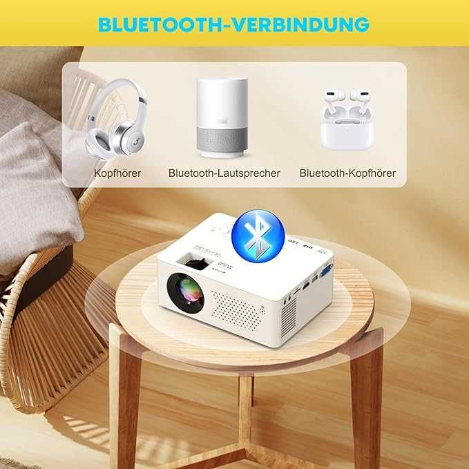 Mini rzutnik, mini projektor Bluetooth Full HD PURSHE