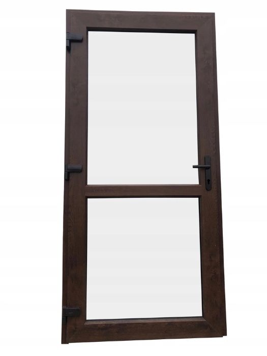 Drzwi zewnętrzne PCV sklepowe 90x210 orzech RÓŻNE ROZMIARY OD RĘKI pvc