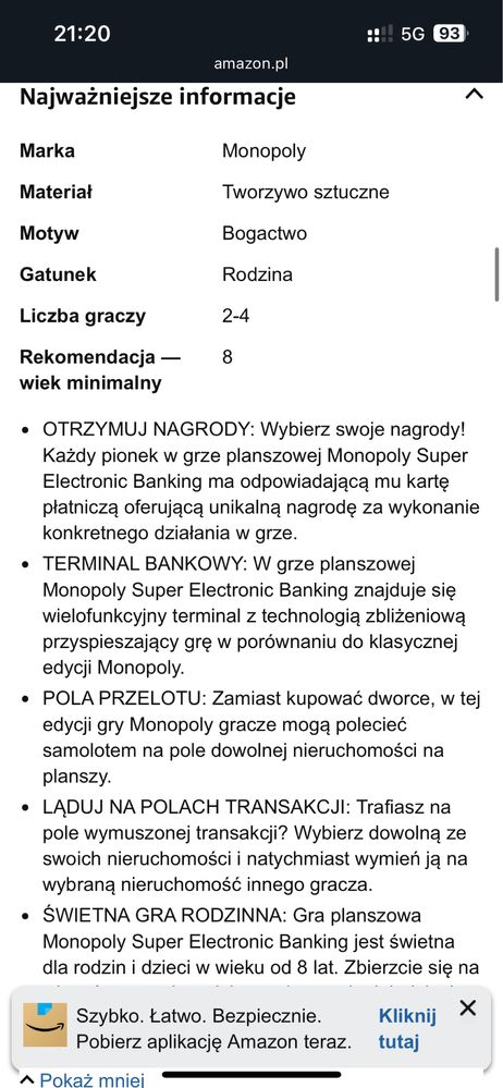 Gra Monopoly Ultra Baking. Stan 10/10