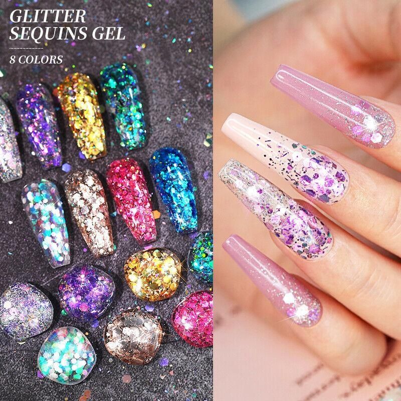 Nowy żel do zdobień paint gel Born Pretty BGS07 różowy brokatowy