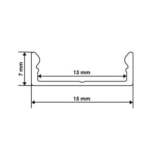 Профіль для стрічки LED алюмінієвий накладний анод ЛП7 6.5х15.5