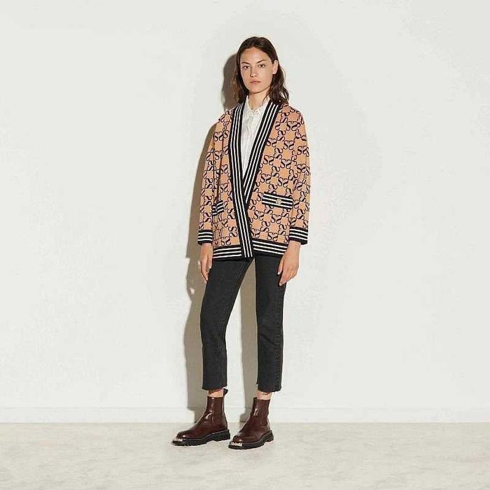 Кардиган Sandro Paris Monogramm Reversible oversized cardigan оригінал