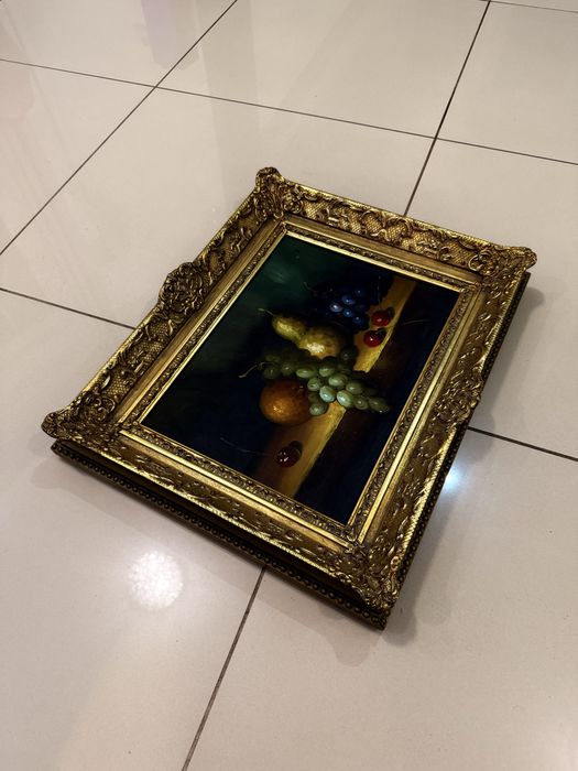 Szwajcaria Obraz olejny na płótnie antyczny ANTYK Martwa Natura Owoce