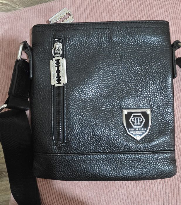 Чоловіча шкіряна сумка через плече Philipp Plein