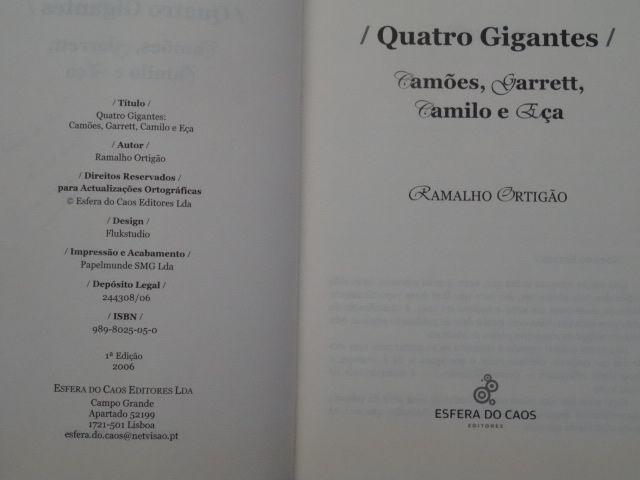 Quatro Gigantes - Camões, Garrett, Camilo e Eça de Ramalho Ortigão