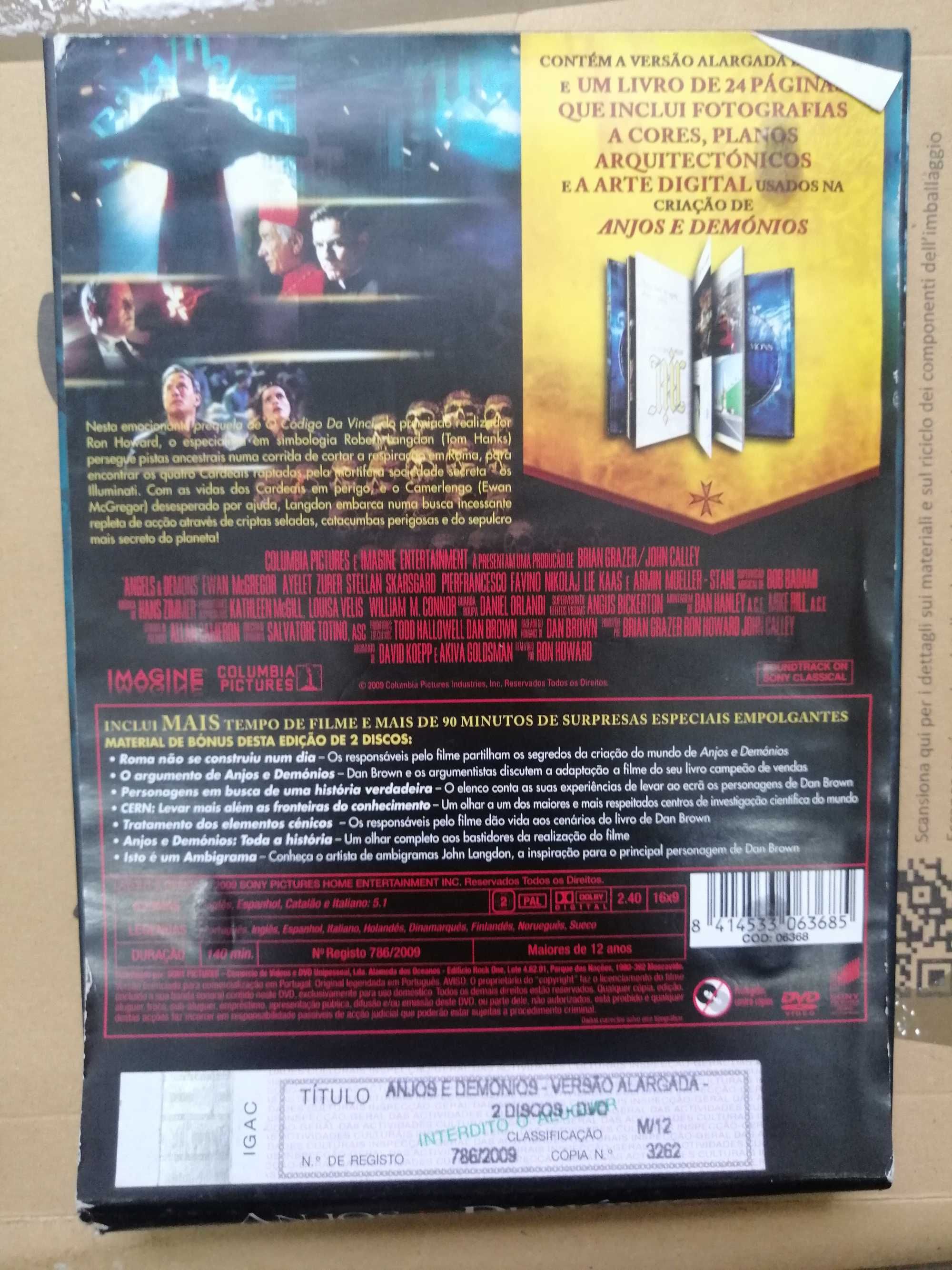 Anjos e demonios (digibook versão alargada 2 dvd) Ron Howard Tom Hanks