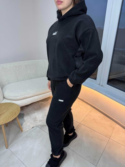 НА ЗИМУ! Жіночий теплий костюм фліс-велюр S-L шоколад графіт білий