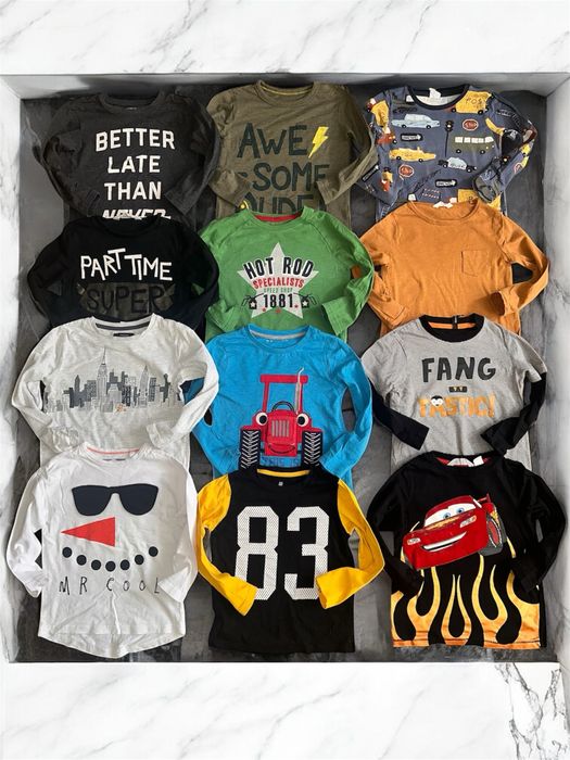 Komplet 12 szt bluzeczek dla chłopca rozm 98,98/104