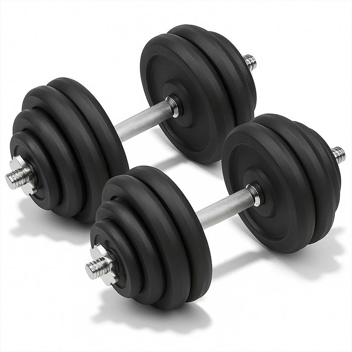 HANTLE ŻELIWNE 2x30 kg gryf Talerze zestaw 60kg