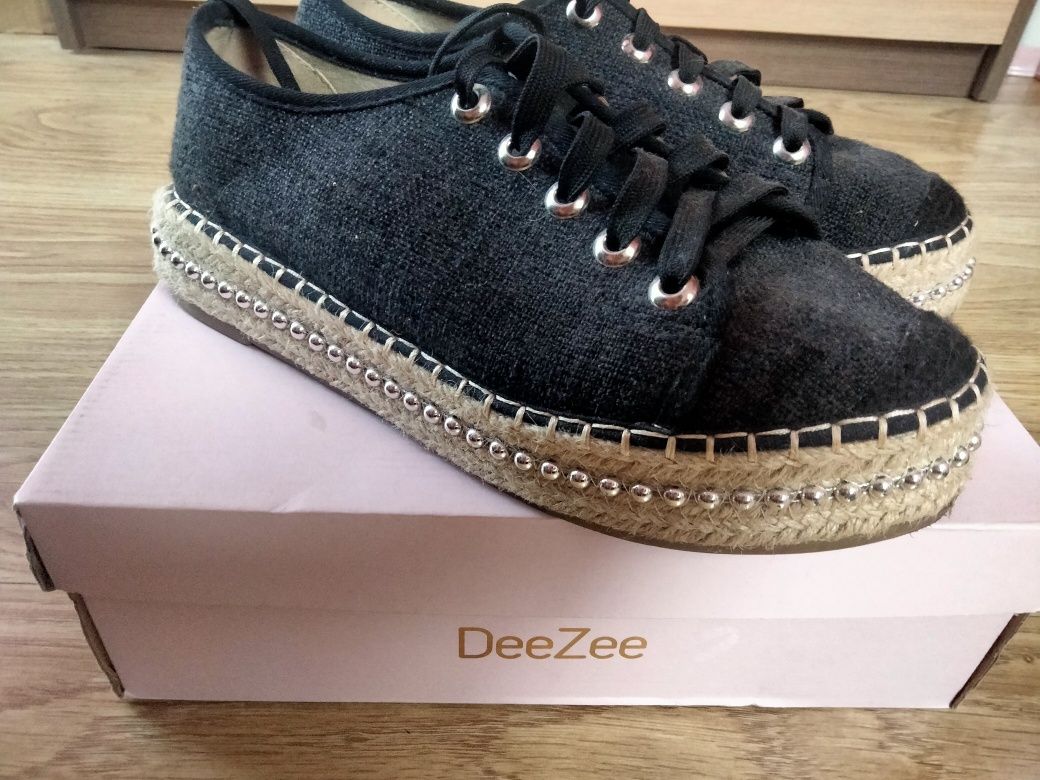 Espadryle boho czarne  DEEZEE